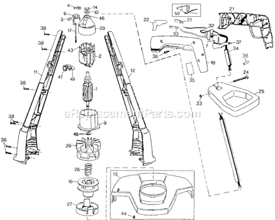 Page A Diagram and Parts List for GE600 Type 2 Black and Decker Trimmer